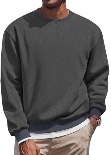 COOFANDY Men's Sweatshirts Crew Neck Fleece Jumper | Mens Fleece Crewneck Sweatshirts & Pullovers, Long Sleeve Round Neck Jumper, Sweater for Sports & Workwear, S-3XL