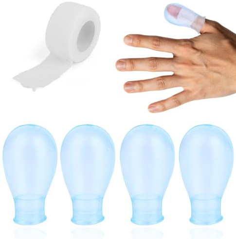 Fukaisu 4uds Protectores Dedos Pies Impermeables, Reutilizables & Impermeables Funda Silicone con Venda Cuidado para Ducha Natación Pedicura Manicura (Pulgar)