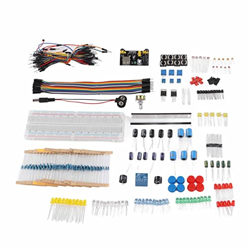 YDuupxe Electronics Component Kit Assortment, PCB Starter Electronics Component Set with Breadboard Sensors LEDs Buzzers, Parts Storage Box for Programming Experiments Beginners