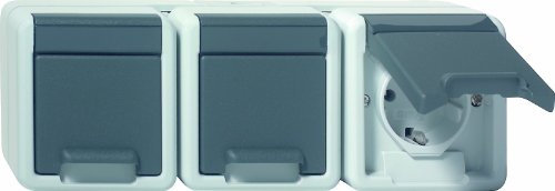 Gira 1129906 SCHUKO Steckdose 3 fach Wassergeschützt Aufputz, grau