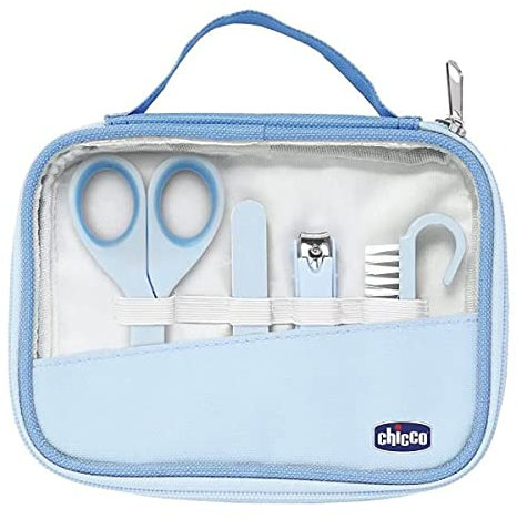 Chicco Maniküre-Set für Mädchen, mit Schere, Nagelfeile aus Karton, Nagelknipser, Nagelbürste, Geschenkidee für Mädchen, hellblau, 0 Monate+
