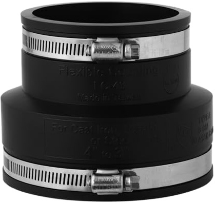 AquaForte PVC Elastomer, flexible Reduziermuffe, Ø 1½” x 1¼” / 50 x 40 mm, enorm flexibel!, Schwarz