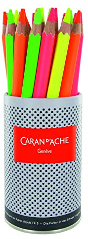 Caran d'Ache 491.104 Classic Farbstifte Maxi Farbstifte Fluo, Becher mit 28 Stück