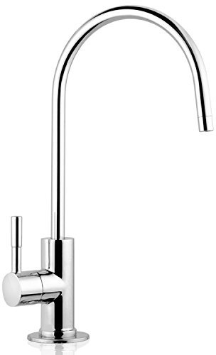 iSpring GA1-B 6.5x11 14oz Solid Brass Heavy Duty Water Filter Designer Faucet, Fits Most Reverse Osmosis Units - EU Style High-Spout, Luxury Chrome