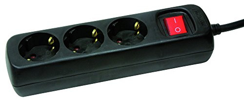 Logilink Outlet Strip, 3 Steckers mit Schalter und Kinderschutz, schwarz, LPS206B