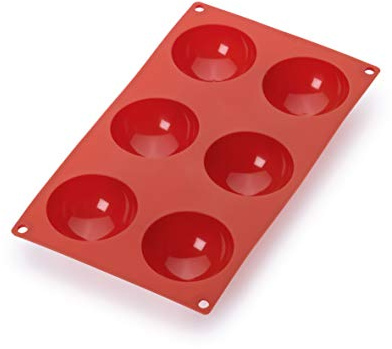Lékué Halbkugel-Backform, Silikon, rot, 6 Mulden