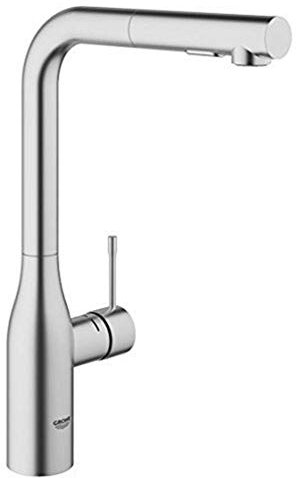 GROHE Essence, Küchenarmatur 2 Strahlarten (Wasserhahn Küche mit ausziehbarer Brause, 360° schwenkbar, Spültischarmatur mit Keramikkartusche, einfache Spülbecken-Montage), edelstahl, 30270DC0