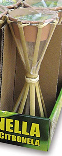 VERDELOOK Antorcha de mesa de bambú con cera de citronela, altura 24 cm, diámetro 8,50 cm