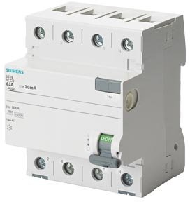 Siemens 5SV – Leitungsschutzschalter clase-ac 4 polig 40 A 500 mA 70 mm