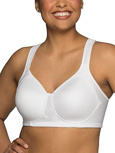 Vanity Fair womens Wireless Medium Impact Plus Size Padded Sports (36c-44ddd) Bra, Wireless - White, 38DD US