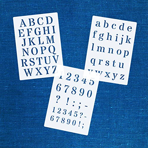 3er Schablonen Set 00025 Druck - Buchstaben groß, klein und Zahlen