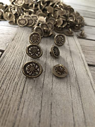 messing bronze Edelweiss Metall Knöpfe Blume Trachten Knopf Dirndl 15mm made in Germany (6 Stück)