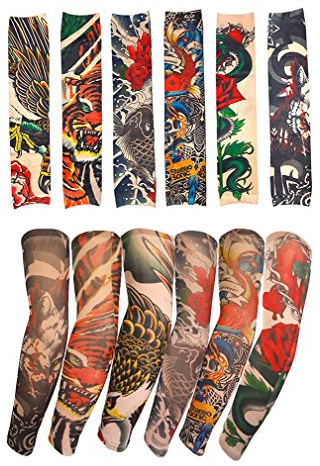 6 Pz Falso Tatuaggio Temporaneo Maniche Corpo Crema Solare Arte Calze Accessor
