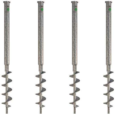 T-BLOCK - Kit professionnel de 4 vis d'ancrage au sol écologiques longueur 75 cm Ø 35-17 tête hexagonale de 46 mm avec point fixe M12.