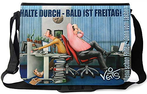Veit'S Gute Laune Tasche Schultertasche Laptoptasche Schultasche College Tasche mit Motiv Halte durch bald ist Freitag Büro - TAB0169