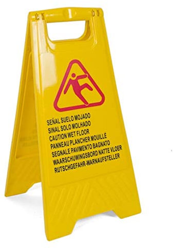 SEGNALE PAVIMENTO BAGNATO PLASTICA A DUE ANTE CARTELLO AVVERTIMENTO H.59 CM