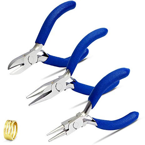 Speedwox Mikrozangen-Set für Schmuckherstellung, Reparatur, 3 Stück, 7,6 cm Mini-Kettenzange, Rundzange, diagonale Zange, Präzisionszange, Handwerkskit, kleine Größe, professionelle Perlen-Werkzeuge