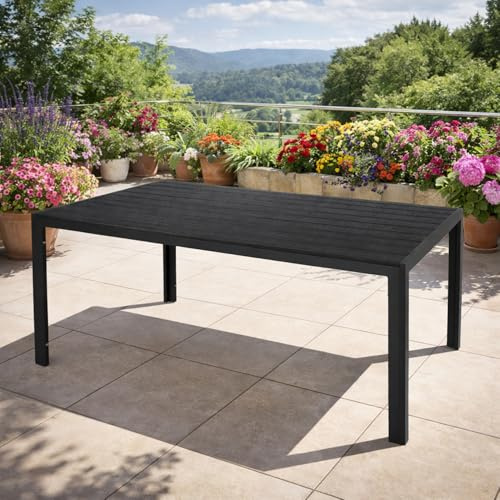 Mojawo XL Aluminium Gartentisch anthrazit/schwarz Esstisch Gartenmöbel Tisch Nonwood Holzimitat wetterfest 180x90x74cm