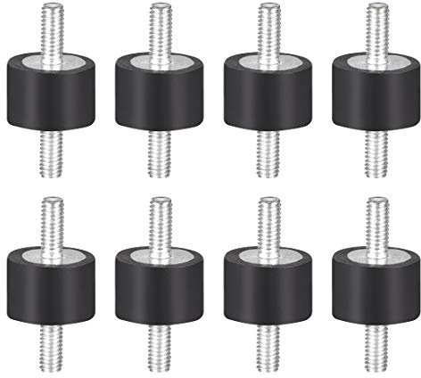 sourcing map Gummipuffer VV M4 Ø15x10mm Schwarz 8 Stk. | Beidseitiges Außengewinde. Antivibrations-Isolator für Mechaniker. Ideal für Kompressoren, Motoren und Wasserpumpen.
