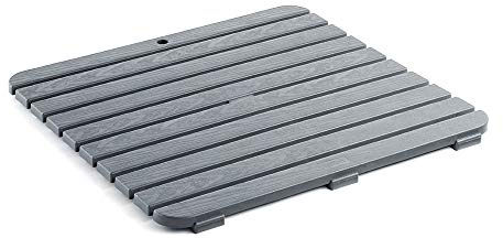 Inbagno Pedana Tappeto Doccia Antiscivolo 55x55 Quadrata in plastica Effetto Legno (Grigio)