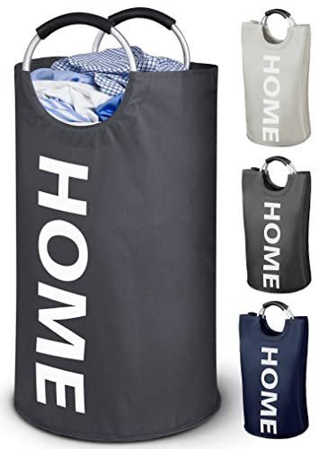 WELLENBORG Cesto de Ropa Sucia Capacidad 82L Gris - Cesta Cubo de Ropa Sucia - Cesto Cesta Colada Ropa Plegable - Cesto Bolsa para Ropa Sucia Cestas Ropa Sucia - Cesto Cestos de la Ropa Sucia Grande