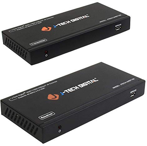 J-Tech Digital Long Range HDMI Extender Over Cat6 150m/492ft HDBaseT 4K60Hz 18Gbps Extender PoC, Bi-Directional IR, Supports Dolby Digital, DTS, with EDID, CEC, RS-232 Passthrough [JTECH-UHDT150]