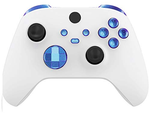eXtremeRate Botones Completos para Xbox Series S X Mando - Repuesto Botón de LB RB LT RT Bumpers Gatillos D-Pad ABXY Start Back Sync Compartir Teclas para Xbox Series X/S Control (Azul a Violeta)