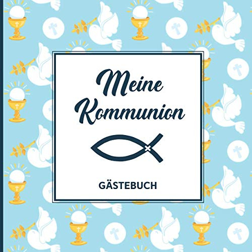 Gästebuch Kommunion Fisch: Erinnerungsbuch Kommunion zum Eintragen für Jungen | Erinnerungsalbum für Glückwünsche zur Erstkommunion