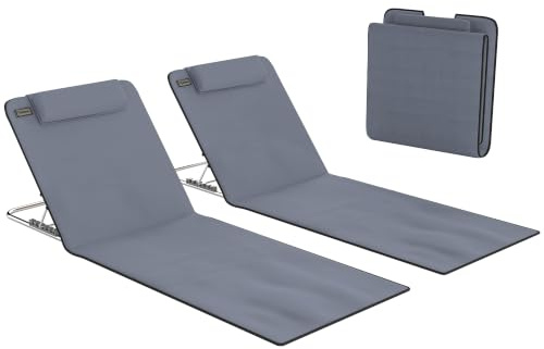 Outsunny Conjunto de 2 Esterillas de Playa Plegables 134x48x33-43cm Gris