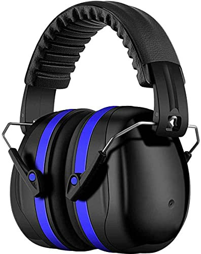 YANKUIRUI Gehörschutz SNR 34dB, Verstellbares Lärmschutz Kopfhörer mit Verdickter Geräuschdämpfender Schaumstoff für Mähen, Konstruktion & Holzarbeiten Passt für Erwachsene/Kinder, Blau