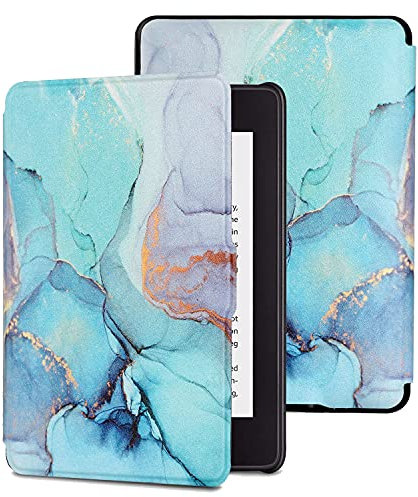 MOKASE Hülle Kompatibel mit 6 Kindle Paperwhite (Fit 2012,2013,2015,2016 Version) Modellnummer: EY21 / DP75SDI, Synthetik Leder Hart Schutz Fall mit Intelligente Schlaf/Aufwach Funktion, Green Marble