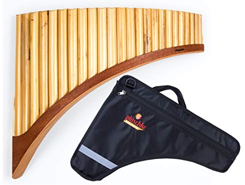 Plaschke Panflöte Konzert, Holzschuh Design, handgemacht mit Tasche 24 Rohre G-Dur