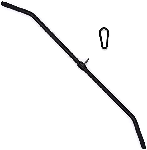 C.P. Sports Latzugstange Stahl Schwarz 120cm | extra lang für noch breiteren Latzug | Hufgriff, weitere Griff-Möglichkeiten | Drehgelenk, inkl. Karabinerhaken | Kraftsport, Bodybuilding, Fitness