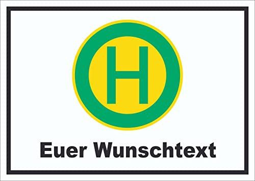 Schild Haltestelle mit Wunschtext waagerecht A4 Rückseite selbstklebend