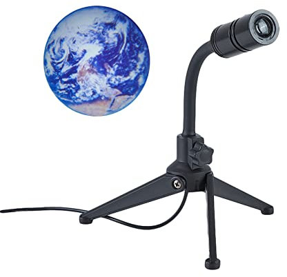 Kripyery Moon Earth Projection Lamp, Sunset Lamp Moon Projector, 2 in 1 Projector Lamp, USB Rechargeable 360° Rotating LED Atmosphere LED Night Light for Selfie Background Home Decor Black B