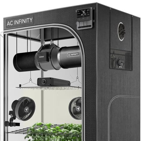 AC Infinity AI Grow System 4x4, 4-Plant Kit w/Self-Learning AI Controller, Dynamic Airflow & LM301H LED Lighting Control, 2000D Mylar Tent w/Lab-Tested Reflectivity, Largest Zippered Window