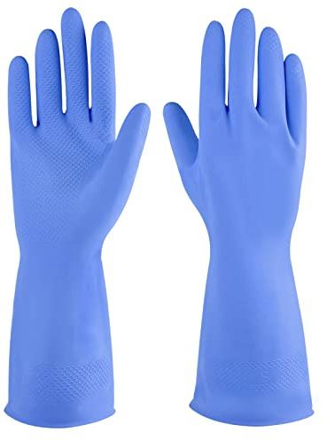 IUCGE Rubber cleaning gloves blue 3 Pairs for Household,Reuseable dishwashing gloves for Kitchen.(3,XL)