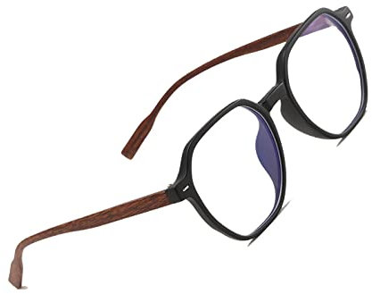 Voolga Brille Mit Blaulichtfilter Ohne Sehstärke Klare Linse Fake Brille Ohne Stärke für Computer Fernseher Arbeit Brille mit Brillenetuis und Brillenputztuch C1