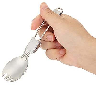 DZRZVD Camp Foldable Flatware - Stainless Steel Spork - Folding Handle Spork - Ultralight Utensils for Backpacking/Hiking/Camping - 1 oz