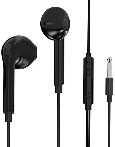 Betron Wired In-Ear Earphones with Microphone, Black | Mic & Volume Control, 3.5mm Jack, For Laptop, Phone, Tablet