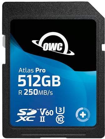 OWC Atlas Pro SDXC UHS-II V60 Carte mémoire, rentable et de qualité supérieure pour Les utilisations Les Plus courantes de Capture de Photos et de vidéos allant jusqu'à 4 K - 512 Go