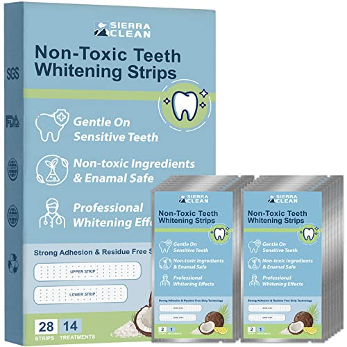 Sierra Clean Teeth Whitening Strips 14 Treatments Kit - Sensitive Teeth Whitener, Enamel Safe, Deep Stains Removal, Dentist Recommended, Fast Results Without The Harm - 28 Strips