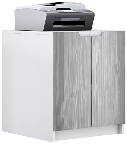 Vladon Druckerkommode Logan, Aktenschrank mit 2 Fächern und 2 Türen, Korpus in Weiß matt, Fronten in Avola-Anthrazit, (51 x 60,5 x 54 cm)