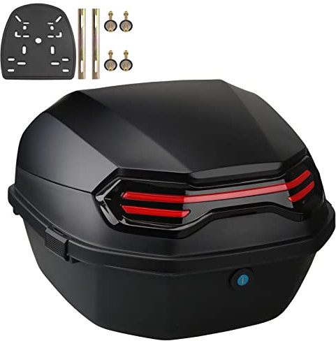 NUACOS Motorrad Kofferraum Universal Top Box wasserdichte Motorrad Heckbox mit RüCken für Roller Moped,D,11 * 15 * 15inch