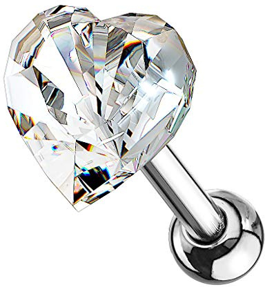 Taffstyle Tragus Knorpel Piercing Kristall Herz Stecker Stud