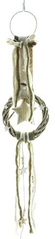 Hänger Kranz mit Stern, Filz, Rattan, Holz, Sisal Maße: Höhe 75 cm