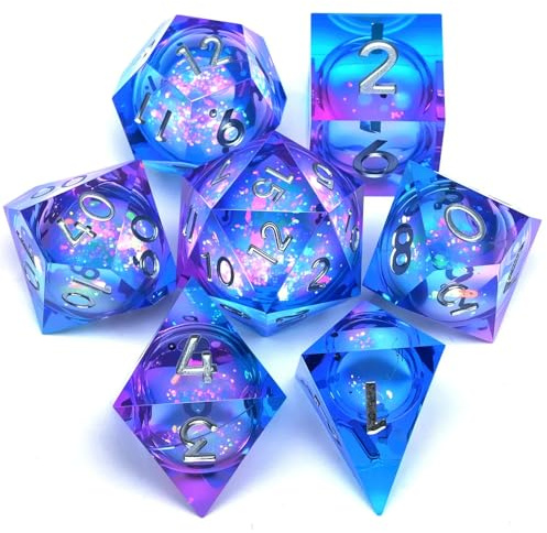 Dungeons and Dragons Liquid Core Dice Set D&D, Polyeder DND Resin dice Set, Used for Roleplay dice Magic Pathfinder Game DND dice Set (7 Pieces)