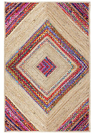 Quadratischer Kelim-Teppich, 30 x 30 cm, mehrfarbig, geflochtene Chindi-Baumwolle und Jute, geometrisches Design, 0,7 cm dick, für drinnen und draußen, Teppich, Flachgewebe, Teppiche für Schlafzimmer,