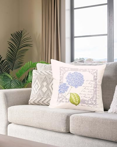 KAMACA Embroidery Kit Cushion Cover Satin Stitch Stem Stitch Needle Painting Pre-Drawn Complete Embroidery Kit with Embroidery Template Embroidery Kit for Self-Embroidery Adults (Hortensia Cushion