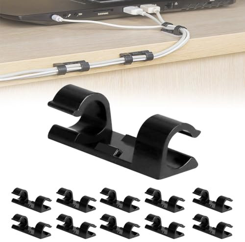 DTYGUIXE 120PCS Clip Câble Adhésif Plastique Organiseur de Fils Electrique Attache Cable Auto Collant Mini Clips de Câble Auto-Adhésifs Clips Câble Organisateur Bureau Clips pour Câbles Chargeur